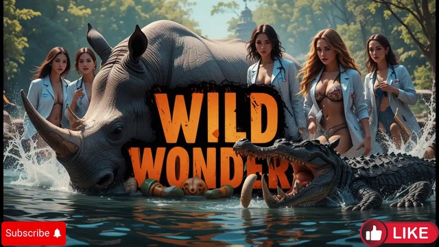 Trapped in the Wild: Crocodile and Rhino Clash as Woman Fights to Survive | Wild Wonders