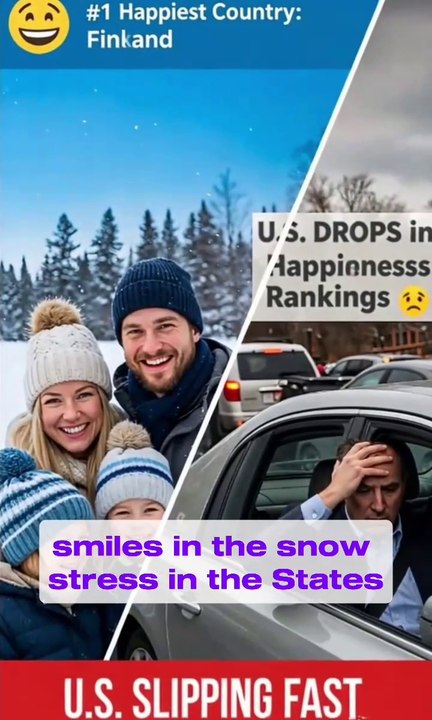 😃 Finland Ranks #1 | 😟 U.S. Drops in Happiness Report 2025 📉#WorldHappinessReport #Finland #USA #HappinessRankings #GlobalNews #DailyUpdate #TikTokNews #WorldWatchDaily #MentalHealth #GlobalTrends #TrendingNow #2025News #ScrollStopper #SplitScreenNews