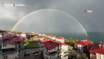 Van Gölü'nde gökkuşağı ile görsel şölen