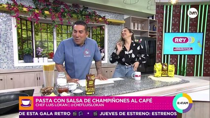 Pasta con salsa de champiñones al café