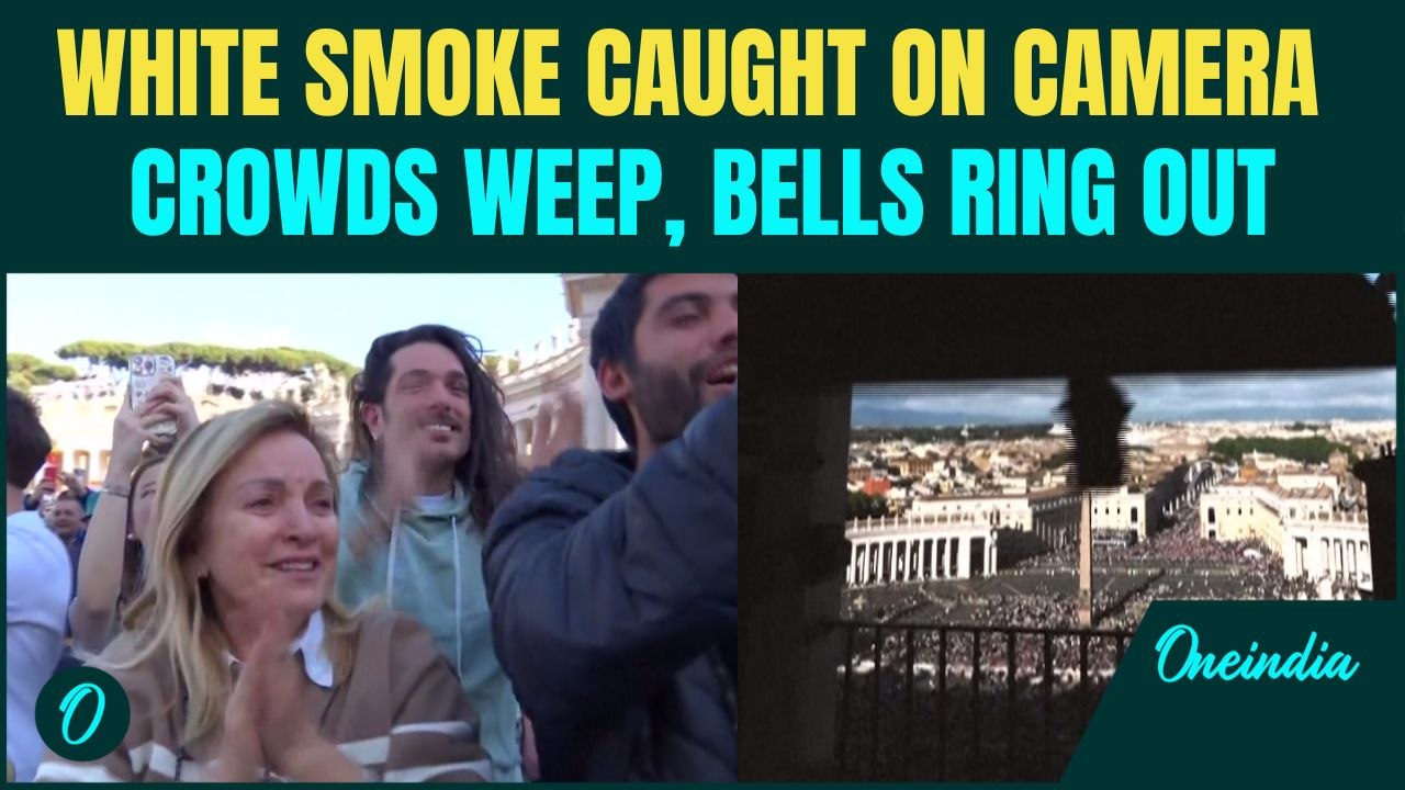 Moment When White Smoke Rose From Sistine Chapel, Crowd Roars as Cardinals Elect New Pope