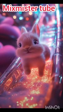 Cute bunny with ice cream and eating different foods