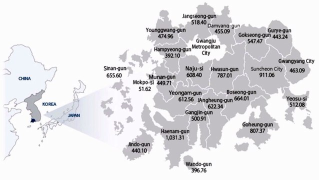 Map of South Jeolla Province. Peta Provinsi Jeolla Selatan. South Jeolla Province Map. Map of Province of South Jeolla. Province of South Jeolla Map. Map of Jeonnam. Peta Jeonnam. Jeonnam Map. 전라남도 지도. 전남 지도. Carte de la province du Jeolla du Sud. 全羅南道地図