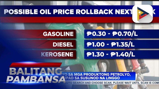 Higit P1 na bawas-presyo sa diesel at kerosene, asahan sa susunod na linggo;