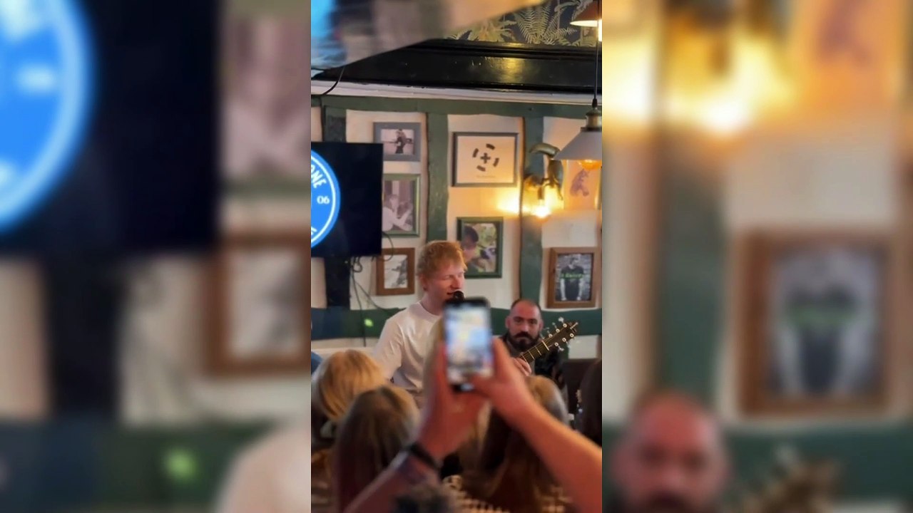 Ed Sheeran performing at The Thomas Wolsey in Ipswich