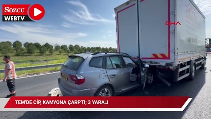 TEM'de cip, kamyona çarptı; 3 yaralı