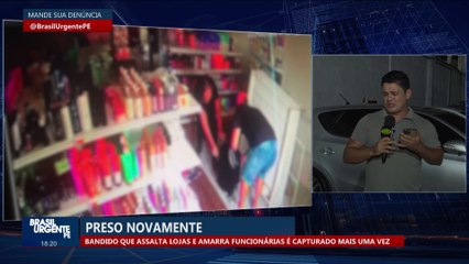 PRESO NOVAMENTE! Bandido que assalta lojas e amarra funcionários é capturado mais uma vez