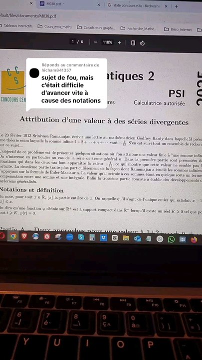 Correction Centrale Supélec Maths 2 2025 PSI - Question 8 - Convergence d'une somme ➡️