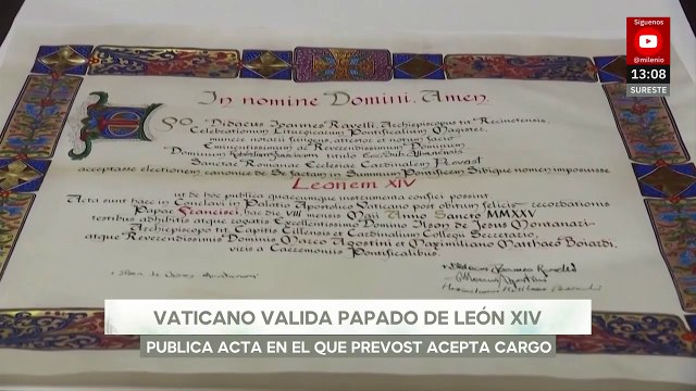 Vaticano publica acta en el que el Papa León XIV acepta su cargo