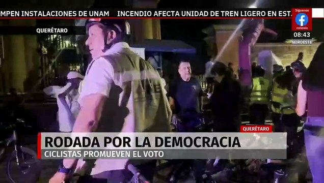 Ciclistas llevan a cabo rodada por la democracia en Querétaro