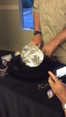 The Mitchell-Hedges crystal skull when it was first taken on the road.  It also served as the inspiration for the Indiana Jones movie.