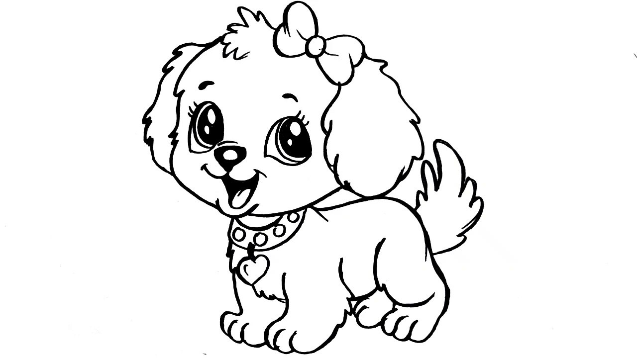 How to Draw a Cute Puppy Step by Step _ Easy Dog Drawing for Kids