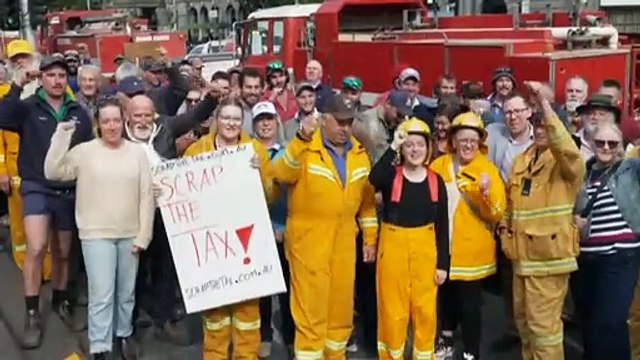 CFA volunteers and farmers protest Victoria’s proposed Emergency Services Levy