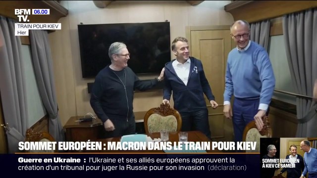 Sommet européen: Emmanuel Macron, Keir Starmer et Friedrich Merz en route pour Kiev en train