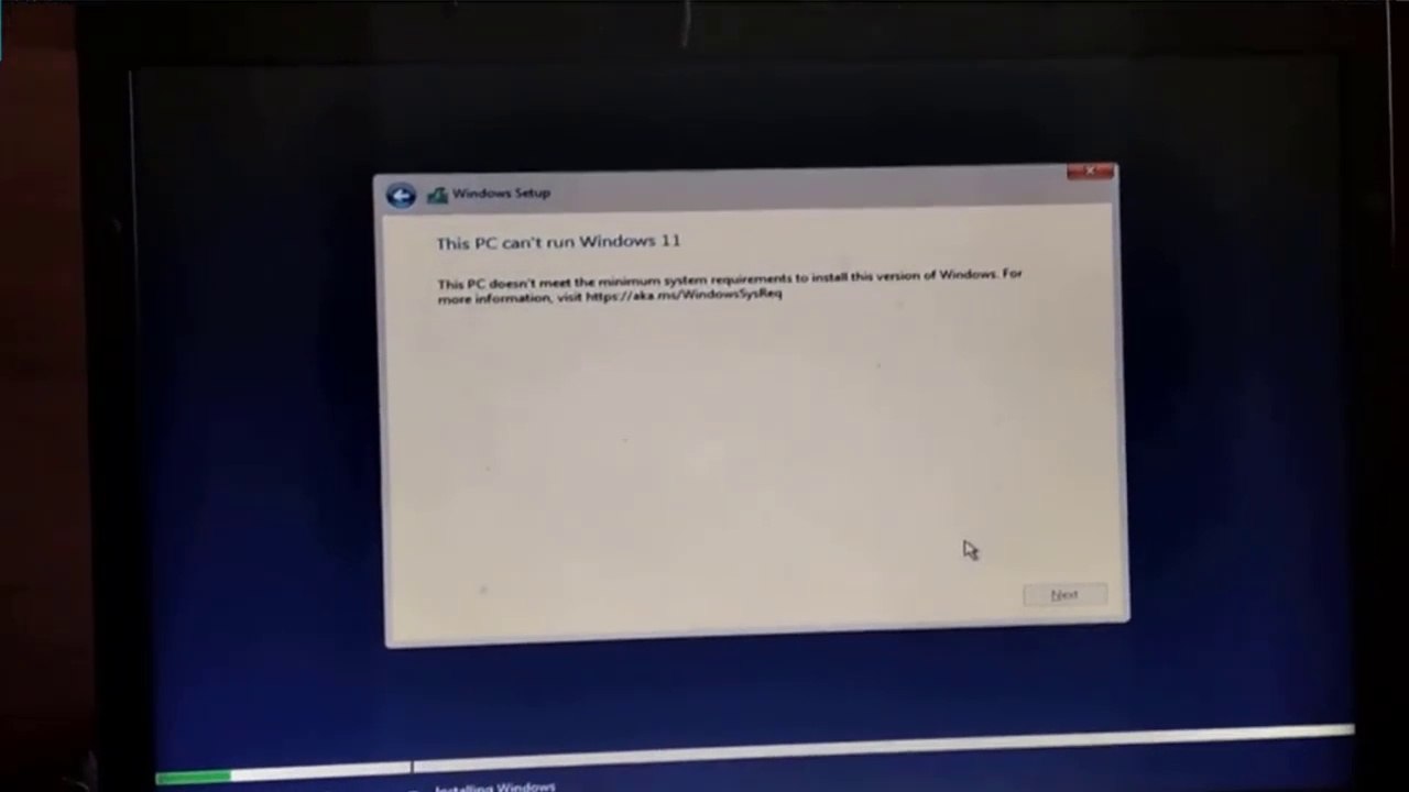 How do I fix this pc can't run windows 11 Error while installing