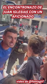 La discusión de Juan Iglesias con un aficionado del Getafe