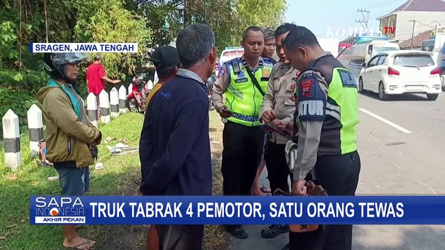 Detik-Detik Truk Tabrak Pemotor Sebabkan 1 Tewas dan 4 Orang Terluka di Sragen