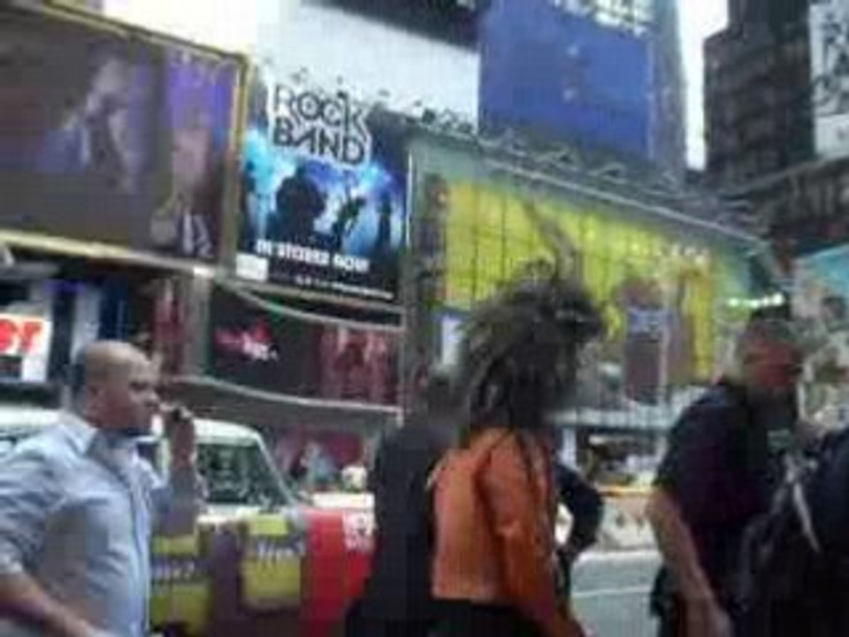Band signing outside TRL