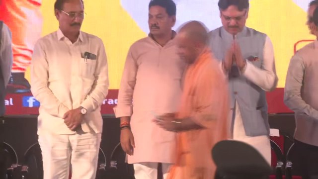 Delhi/Lucknow (UP): Defence Minister Rajnath Singh to virtually inaugurate BrahMos Aerospace Facility Inauguration & CM Yogi Adityanath also present in the program at Defence Industrial Corridor/visuals/ Yogi Adityanath (UP CM) speech