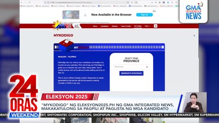 "MyKodigo" ng eleksyon2025.ph ng GMA Integrated News, makakatulong sa pagpili at paglista ng mga kandidato | 24 Oras Weekend
