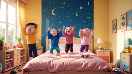 Five Little Muslims Jumping on the Bed | Funny Islamic Rhyme for Kids | Muslim Cartoon Song