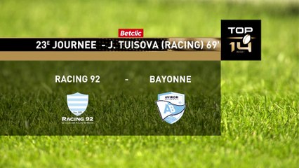 TOP 14 - Essai de Josua TUISOVA (R92) - Racing 92 - Aviron Bayonnais