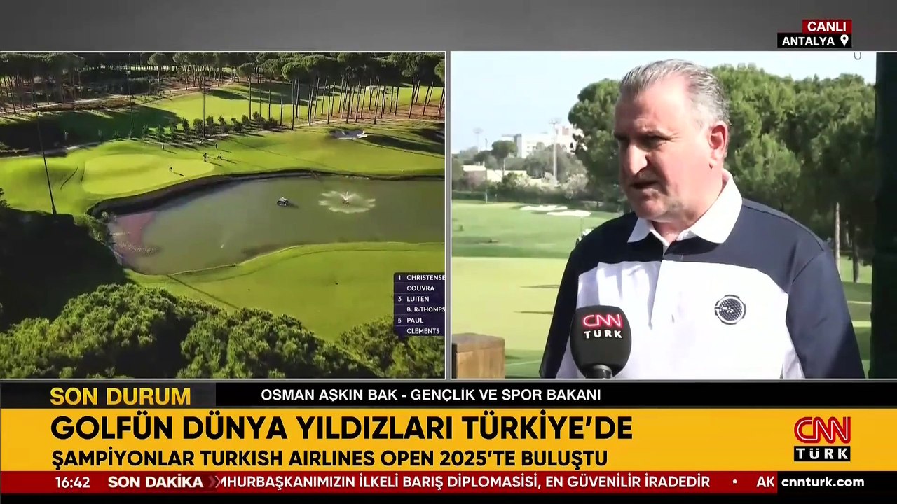 Turkish Airlines Golf Turnuvası sürüyor… Gençlik ve Spor Bakanı Osman Aşkın Bak CNN TÜRK’te