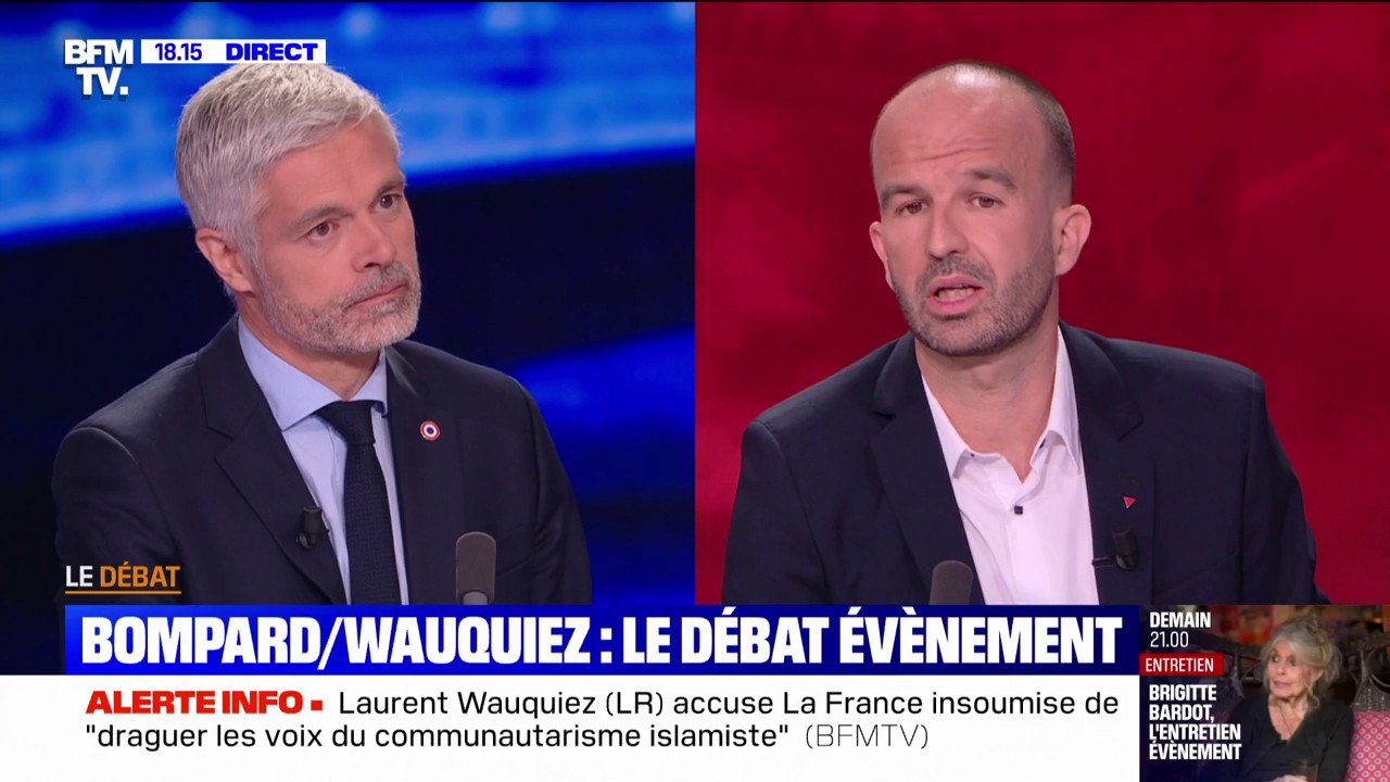Laurent Wauquiez (LR) indique que le projet de LFI est "antirépublicain", Manuel Bompard (LFI) lui répond en indiquant "qu'il ne cherche pas à convaincre" son parti politique