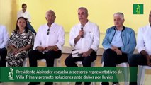 Presidente Abinader escucha a sectores representativos de Villa Trina y promete soluciones ante daños por lluvias