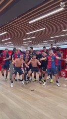 La celebración del Barça en el vestuario tras un Clásico que 'casi' decide LaLiga