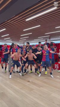 La celebración del Barça en el vestuario tras un Clásico que 'casi' decide LaLiga