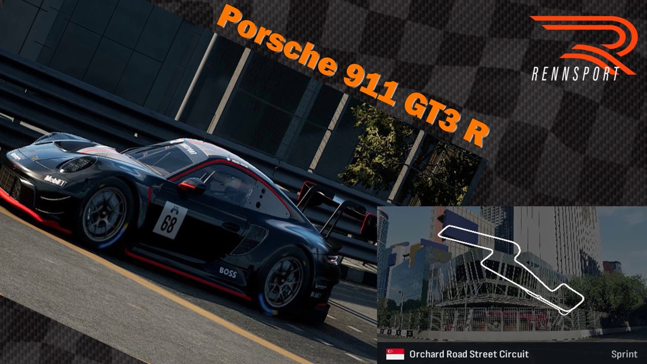 Tour de piste à Orchard Road Street en Porsche 911 GT3 R sur Rennsport