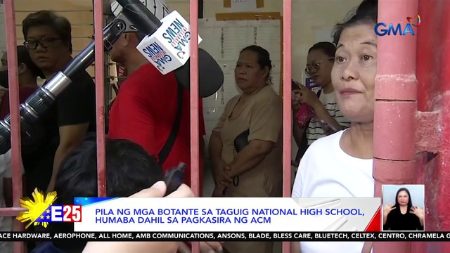 Pila ng mga botante sa Taguig Nat'l High School, humaba dahil sa pagkasira ng ACM | Eleksyon 2025
