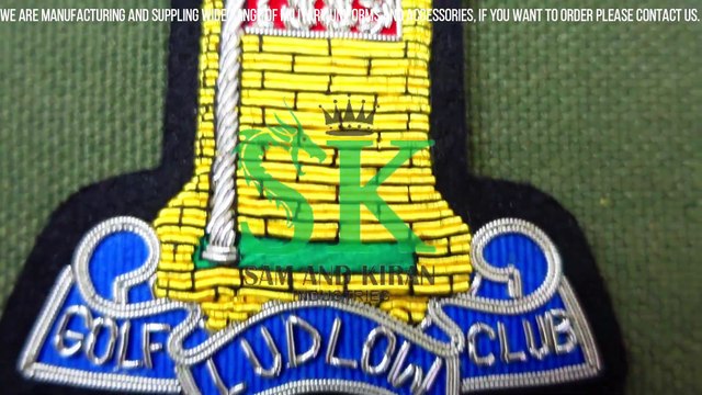 Ludlow Golf Club Badges, Club Badges Suppliers, Blazer Badge Bullion Wire Golden Hand Embroidered