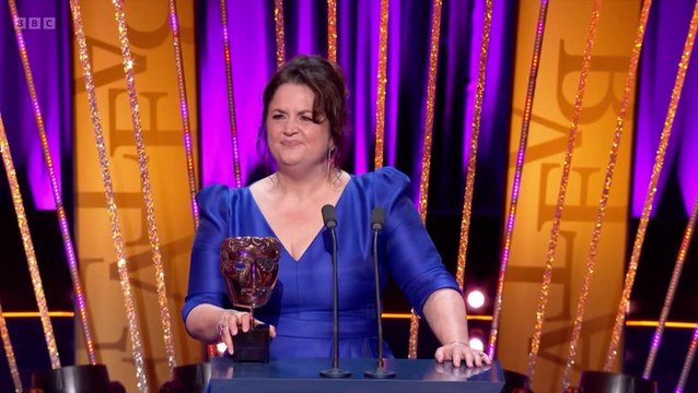 Ruth Jones accepts Bafta in voice of Gavin & Stacey’s Nessa with emotional message to James Corden