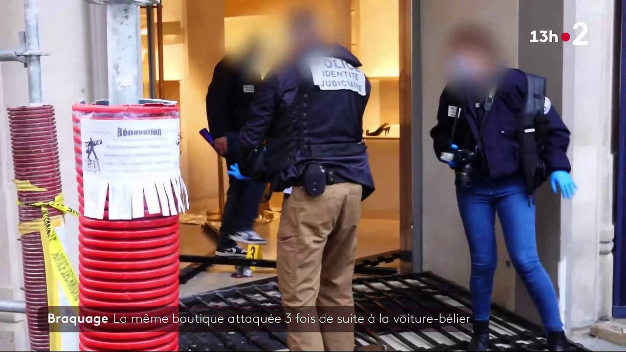 Pour la troisième fois en neuf mois, la boutique Louis Vuitton boulevard Saint-Germain à Paris a été attaquée ce matin à la voiture bélier - Le montant du butin n'a pas encore été évalué