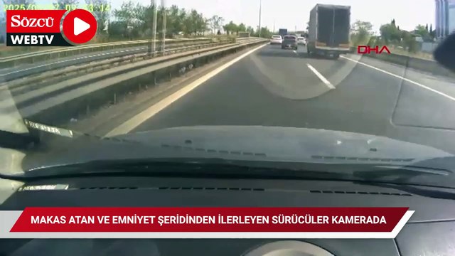 Makas atan ve emniyet şeridinden ilerleyen sürücüler kamerada