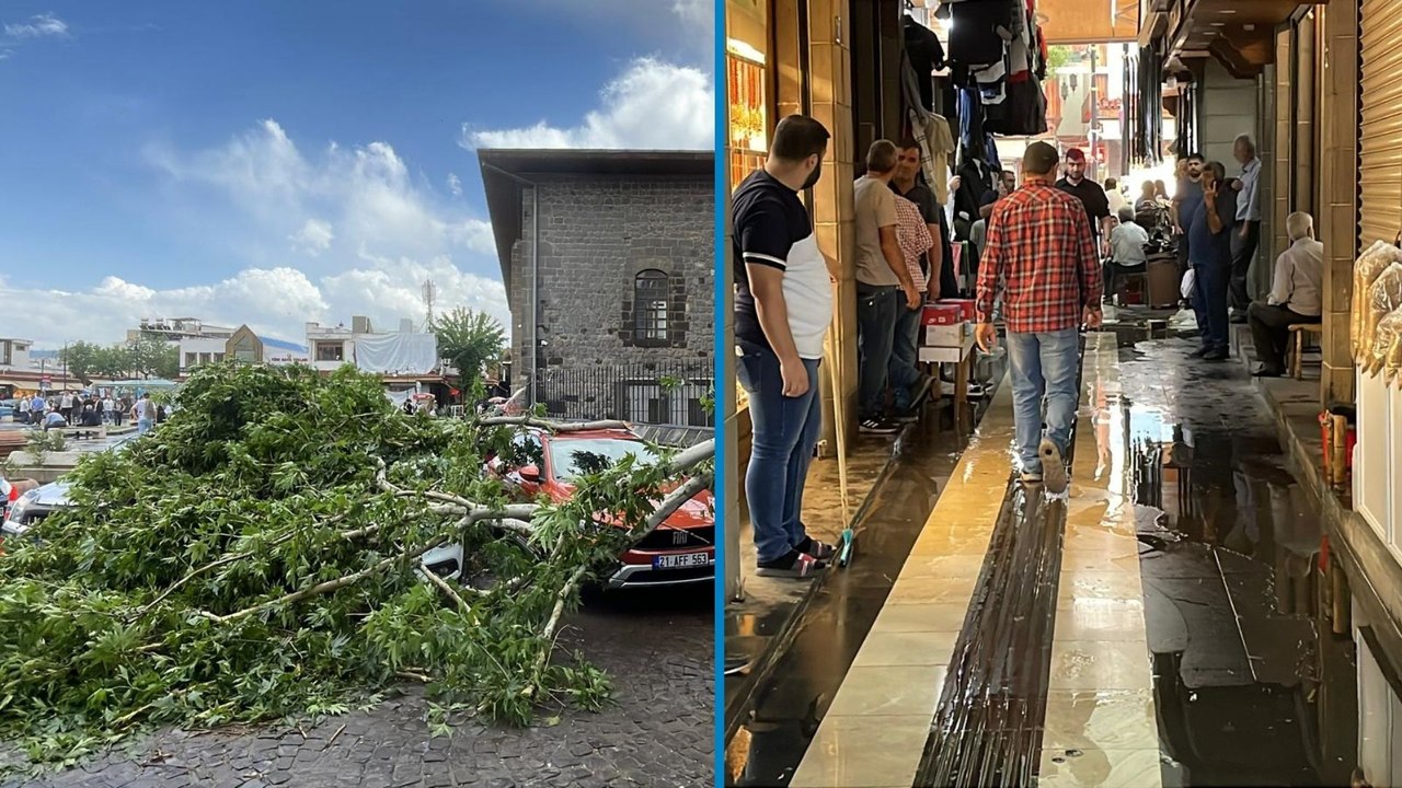 Diyarbakır'da sağanak, dolu ve kuvvetli rüzgar yaşamı olumsuz etkiledi