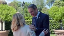 Meloni riceve il primo ministro greco Mitsotakis a Villa Pamphilj