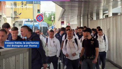 Coppa Italia, la partenza del Bologna per Roma: video