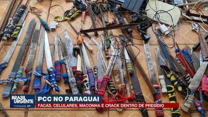 Operação dentro de presídio apreende facas, celulares e muita droga