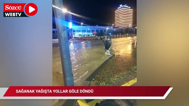 AKP’li Başkan Altyapı sorunumuz yok demişti! Sağanak yağışta yollar göle döndü