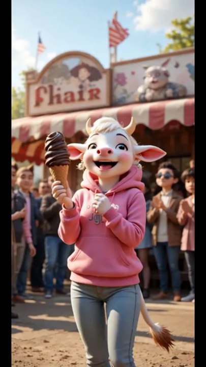 When a Cow Lost Her Ice Cream and Found Love”CuteAnimalRomance