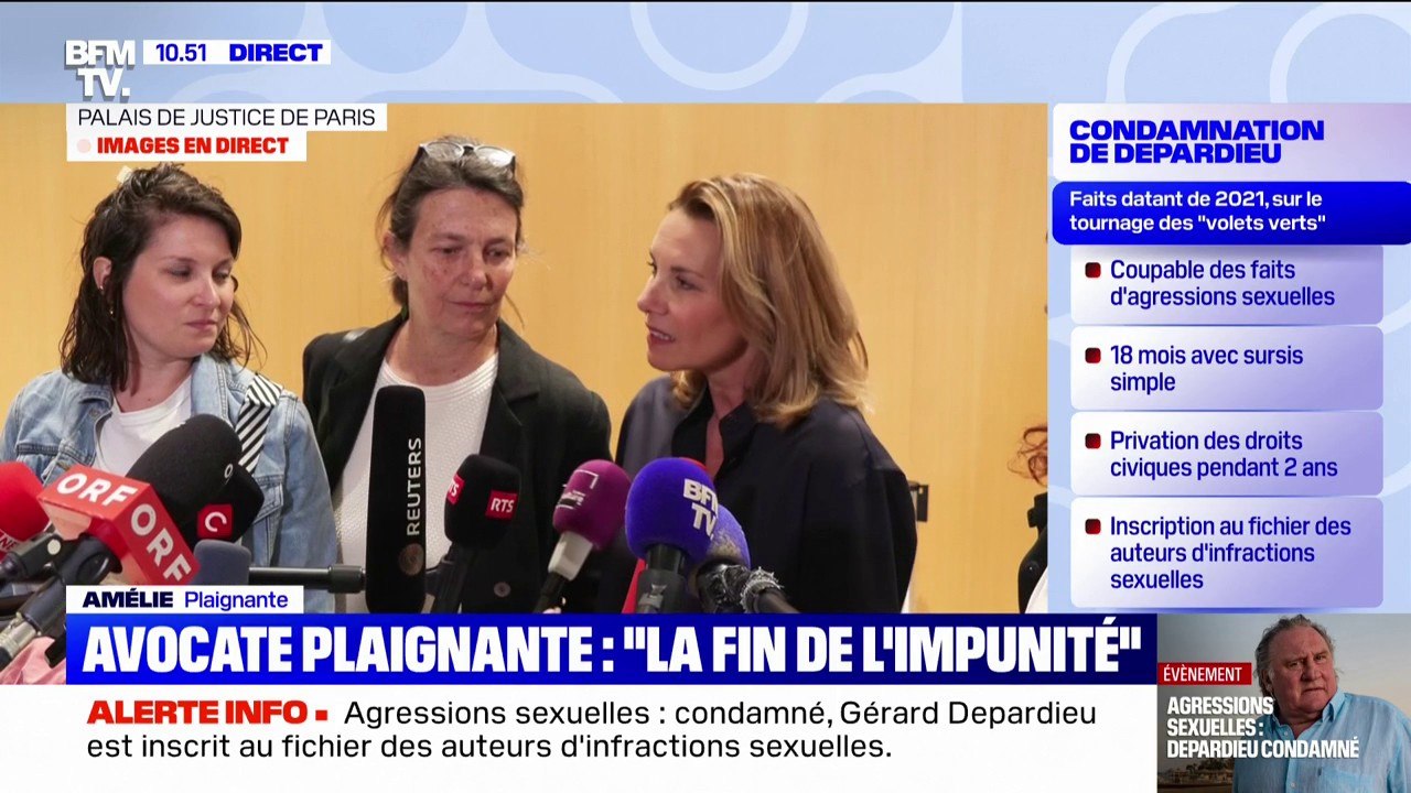 Gérard Depardieu condamné pour agressions sexuelles: "La justice a été rendue", estime Amélie, l'une des plaignantes
