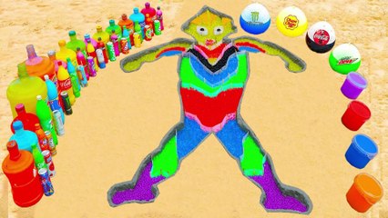How to make Rainbow Ultraman with Orbeez, Balloons Fanta, Monster, Coca Cola, Mentos & Popular Sodas