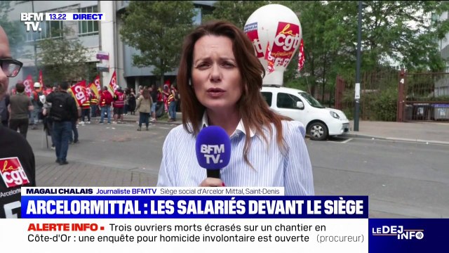 Plan social à ArcelorMittal: les salariés manifestent devant le siège de l'entreprise à Saint-Denis