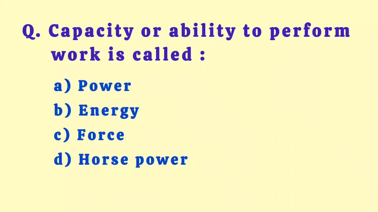 Capacity or ability to perform work is called