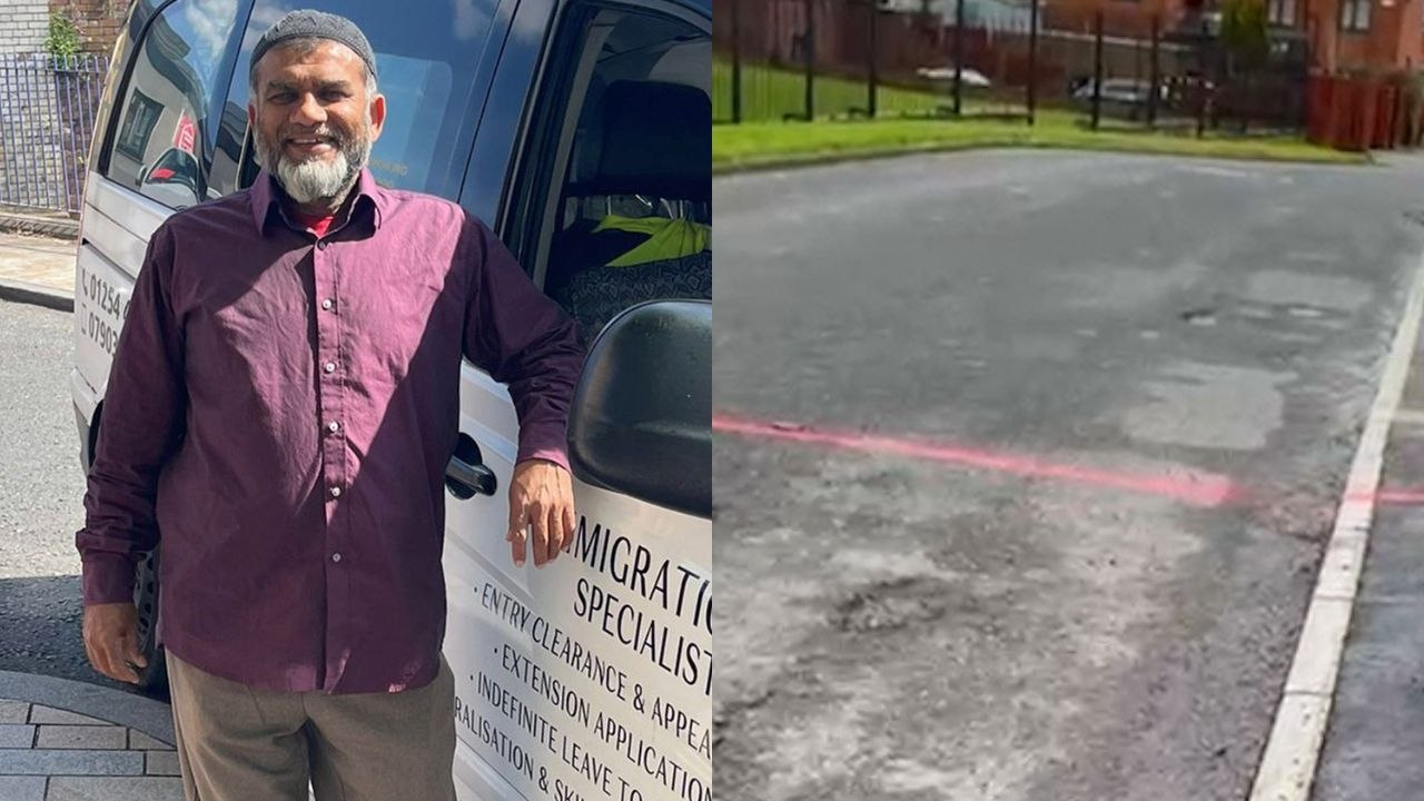 Taxi driver forced to pay £3k to rectify illegal red road marking outside his house