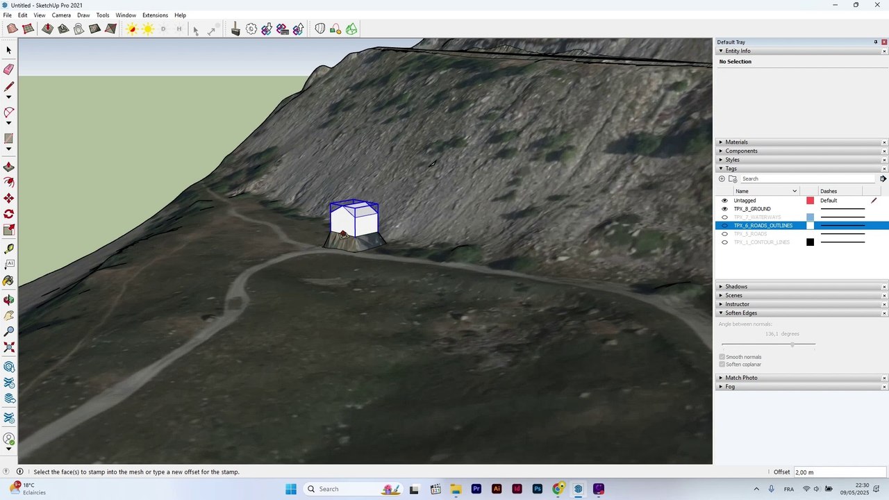 TopoExport.com - How to Merge Your Roads Outline with the 3D Ground Mesh in SketchUp