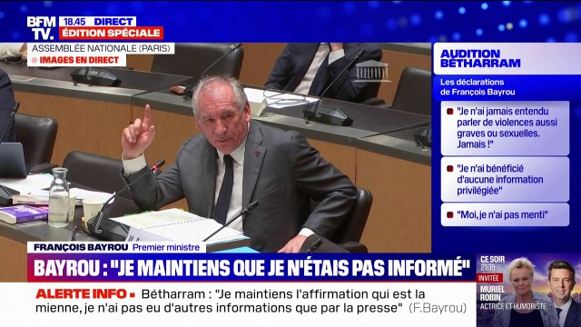 Affaire Bétharram: Je me suis contenté de la conclusion du rapport , admet François Bayrou
